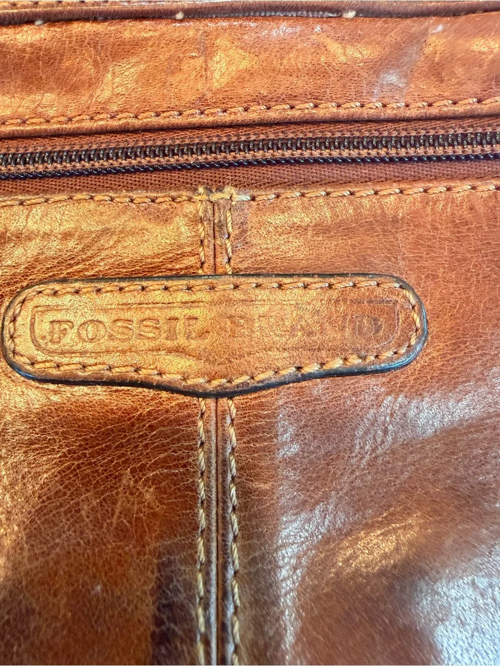 Fossil Brand Estate Distressed Leather Extra Large Messenger Bag